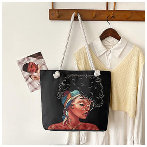 Bolso de Hombro de Lona Estampado de Gran Capacidad para Mujer con Cierre de Cremallera, Bolso de Mano Transfronterizo y Bolso de Compras - Product Image 5