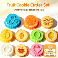 Pemotong Kue Sandwich Buah, Cetakan Biskuit Tekan 3D, Alat Pembuat Kue Fondant Stroberi Ceri Jeruk Mangga Lemon Apel