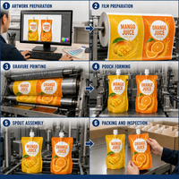 Pochettes souples personnalisées avec bec verseur et bouchon à vis supérieur pour emballage de liquides – Vente en gros