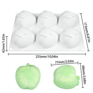 Molde de silicona 3D con forma de manzana de 6 cavidades para helados, chocolate, mousse, pasteles y repostería para panadería - Product Image 5