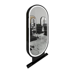 Professioneller Moderner LED-Standspiegel Doppelseitig Gold Friseursalon-Möbel Styling-Barbier-Salon Haarspiegel-Station - Product Image 4