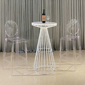 Meubles de salon, tables et chaises de bar hautes incurvées modernes en acier inoxydable pour hôtel et cave à vin - Product Image 1