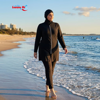 Burkinis couleur unie OEM ODM avec hijab, couvrance intégrale, grandes tailles, maillots de bain modestes, service de personnalisation complète