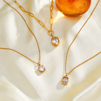Colliers délicats géométriques ronds et carrés avec breloques en strass plaqués or, bijoux étincelants de qualité supérieure, vente en gros TGXL15359