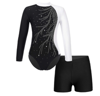 Ventes en gros de justaucorps de gymnastique rythmique bon marché, prêts à être expédiés, grandes tailles pour filles, manches longues, compétitions, tailles personnalisées