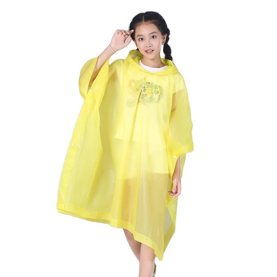 Lightweight Plastic EVA Rain Poncho for School Boys and Girls Cape