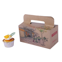 Boîte en carton kraft de qualité alimentaire en matériaux recyclés avec impression personnalisée pour emballages de cupcakes, beignets, gâteaux, boîtes cadeaux à poignée