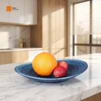 Tigela de Resina Oval Moderna de Alta Qualidade Aleo com Efeito Azul Aqua, Ecológica, para Salada, Frutas e Sorvetes – Ideal para Festas