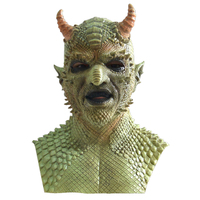 Masque de démon en latex intégré au torse, masque intégral d'horreur pour Halloween, cosplay, maison hantée, accessoire de fête costumée