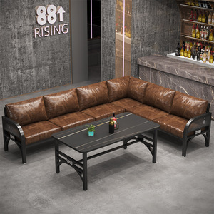 Ensemble de table à manger commerciale en métal industriel vintage avec plateau de table en bois durable, chaises de bar carrées pliables pour utilisation en <span class=keywords><strong>restaurant</strong></span> - Product Image 3