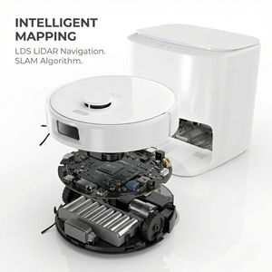 Aspiradora Robótica con Navegación LDS SLAM, Succión de 8000 Pa, 3 en 1, Barredora, Mopa Húmeda/Seca, Secado Automático, para Uso en Hoteles - Product Image 4