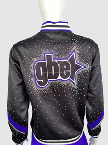 Completo strass nero giacca da riscaldamento riscaldamento per <span class=keywords><strong>allegria</strong></span> e squadra di ballo logo personalizzato Cheer uniforme pacchetto Cheer Wear - Product Image 4