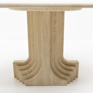 Meuble Décoratif Vintage en Pierre Carlo-<span class=keywords><strong>Scarpa</strong></span>, Table de Salle à Manger Ovale en Travertin Beige avec Piédestal - Product Image 5