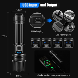 ไฟฉาย LED กำลังสูง 100000 ลูเมน สว่างพิเศษ ระยะไกล ทนทาน กันน้ำ ชาร์จ USB ได้ มาตรฐาน IP66 ปรับลำแสงได้ 90 องศา - Product Image 4