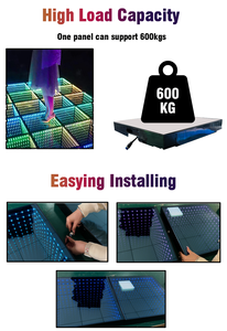 Flyko Infinity Tempered Glass thắp sáng xách tay <span class=keywords><strong>DMX</strong></span> 2ft bởi 2ft có dây 3D Gương Nam châm Led sàn nhảy cho tiệc cưới - Product Image 3