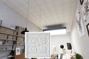 PL64 Blanc <span class=keywords><strong>Mat</strong></span> Drop-in <span class=keywords><strong>Plafond</strong></span> Panneaux muraux patinés vieillis pour salle de bain Hôtel Hôpital Plafonds carrés en PVC pour salons de coiffure - Product Image 3