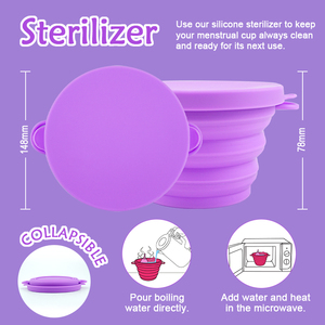 Vaso Esterilizador de Silicona <span class=keywords><strong>Plegable</strong></span> de 550 ml, Vaso <span class=keywords><strong>Menstrual</strong></span> Reutilizable y Esterilizador de Discos Menstruales - Product Image 4