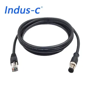 Ethernet RJ45 To RJ45 M12 D Coding 4pin Male Female To RJ45 Male Connector Cable With Shielded PUR Cable