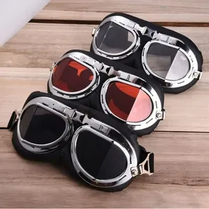 Retro Vintage Pilot Goggles Motor Protective Gear Glasses For Motorcycle Cruiser Cafe Scooter