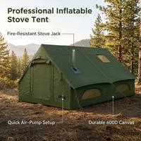 Tente de camping gonflable avec cheminée, abri cabane à ossature pneumatique 4 saisons pour 6 à 8 personnes, hiver, extérieur