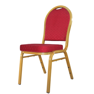Meubles de banquet d'occasion modernes empilables en tissu gris, métal, acier, tube, chaise de banquet à dossier rond bon marché pour hôtel - Product Image 5