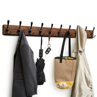 Crochets muraux en bois pour serviettes, porte-serviettes long en acier inoxydable, double porte-peignoir, porte-chapeau, porte-vêtements, porte-manteau, porte-sacs, crochets et patères métalliques
