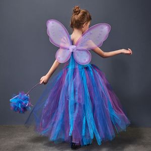 Costume d'Halloween pour enfants MS Performance, costume de fée en tulle bleu avec ailes, robe de princesse pour filles pour les fêtes et les cosplay - Product Image 2