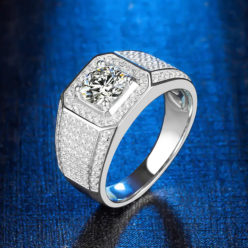 Мужские 925 серебряные кольца с бриллиантами