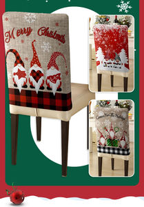 ชุดคลุมเก้าอี้คริสต์มาสสีแดงเทา ลายการ์ตูนน่ารัก วัสดุผ้า ใช้ซ้ำได้ ทนทาน ขนาด 47x57 ซม. ของตกแต่งโต๊ะอาหาร - Product Image 6