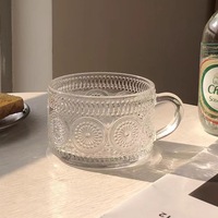 Tasses à café écologiques de haute qualité avec motif tournesols en relief, verres transparents pour boissons, tasses à lait avec bord doré, pour usage en café, mariage