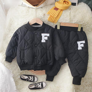 Vêtements d'hiver en coton pour bébé garçon, ensemble de 2 pièces, uniforme de baseball pour enfants, vêtements d'extérieur chauds et décontractés - Product Image 5