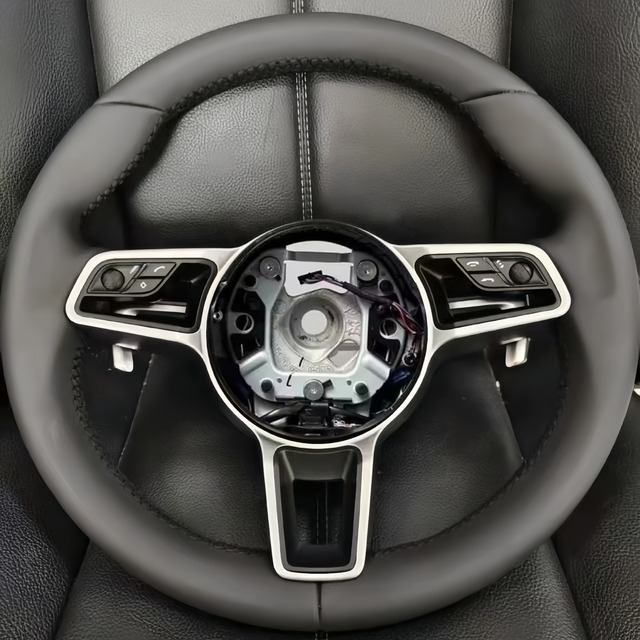 Custom Round Leather Steering Wheel Plug and Play Fit Porsche Panamera Macan Cayenne 918 911 718 Sport Upgrade Wheel