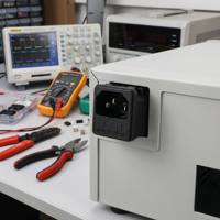 Prise d'alimentation mâle IEC 320 C14 Kuishen KC-14-F1P 3P PA/Laiton 10A 250V avec porte-fusible et 3 prises standard avec mise à la terre