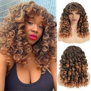 Perruque afro courte synthétique à franges, 10 couleurs, best-seller, volumineuse et bouclée, pour femmes et filles - Product Image 3