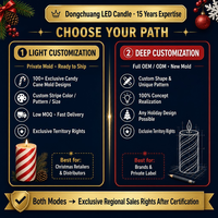 Ensemble de 3 bougies LED sans flamme à rayures canne à sucre OEM, effet flamme vacillante 3D, en cire véritable, à piles, pour décoration de Noël à la maison