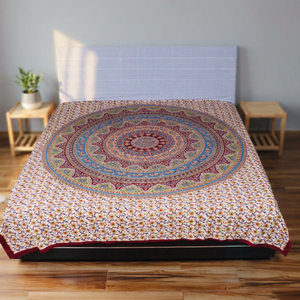 Luxury Wholesale 300tc Modern Folded Hand Block Print Cotton Bed Cover <b>Set</b> Handmade Bedsheet With Pillowcases Soft Mattress - Product Image 2