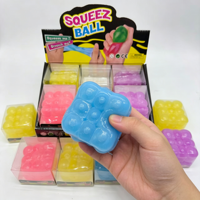 MultiBall Cubo Cuadrado de Gelatina, Juguete Antiestrés, Bola Elástica, Cubo de Cuentas Pastel, Juguete Sensorial para Alivio del Estrés y Juego Manual