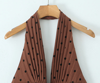Robe d'été décontractée à bretelles fines, couleur marron, imprimé à pois, vente chaude, mode décontractée pour femmes