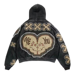 Sudadera con Capucha para <span class=keywords><strong>Hombre</strong></span> de Alta Calidad, 100% Algodón French Terry, con Logotipo Personalizado, Lavado Ácido, Estilo Vintage, Oversize, con Gráficos Góticos Digitales - Product Image 2