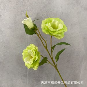 <b>Artificial</b> Flowers Green White Silk Rose Bouquet Wedding Outdoor Decor High Simulation Reusable - Product Image 3