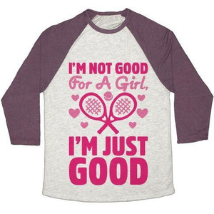Camiseta de béisbol unisex de mezcla triple con estampado de tenis: No soy buena para ser una chica, sólo soy buena en tenis - Product Image 1