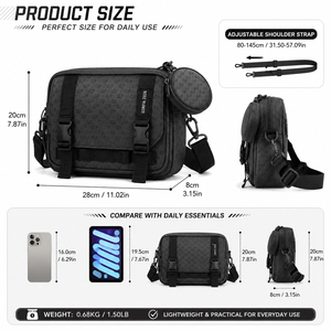 Men Crossbody <b>Backpack</b> Casual Messenger Bag PU Leather Shoulder Bag Multi Pocket Daily Travel Bag with Adjustable Strap OEM ODM - Product Image 5