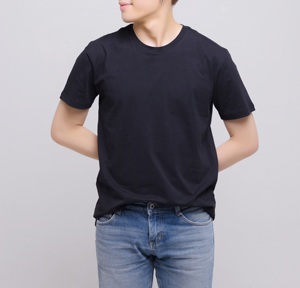 เสื้อยืดผ้าฝ้าย100% สำหรับผู้ชาย150GSM ลายเรียบต้านเชื้อแบคทีเรียทนทานใส่สบายผลิตจากเวียดนาม - Product Image 1