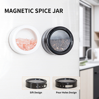 Recipientes Magnéticos para Especias, 2 Piezas, Frascos de Plástico para Especias, Recipientes de Almacenamiento con Tapa Transparente y Base Magnética para Refrigerador y Parrilla