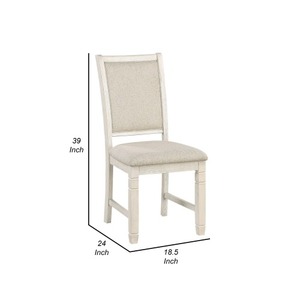 OE HOME Anji 24 Inch Side Dining Chairs Set of 2 Curved <b>Back</b> Beige Polyester <b>Cushioned</b> Seat Transitional Convertible Wood Legs - Product Image 4