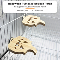Halloween Kleintier-Holzkürbis-Sitzstange 9,5x7,3cm Käfigmontierter Kiefernholzständer mit Eigenem Etikett
