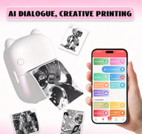 Printer Thermal Mini AI Voice Image Text M8 Baru untuk Lintas Negara, Portabel Nirkabel dengan Baterai 1200mAh Terpasang, Ukuran 57x25mm, Tersedia