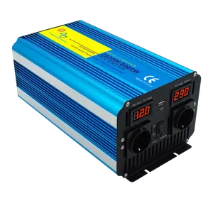 Certifié CE 12V 220V 230V Onduleur bleu à onde sinusoïdale pure 2500W 12V DC à 220V AC Onduleur