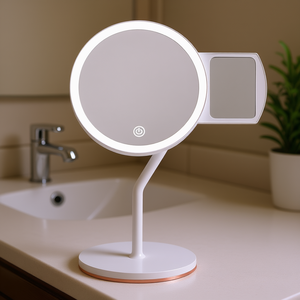 Cj-Cjmi2457410 Miroir de maquillage éclairé rond de 7,48 pouces, grossissement 5X avec 3 couleurs de lumière, outil de beauté de bureau - Product Image 2