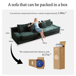 طقم أريكة سرير عصري للفيلات مصنوع من قماش إسفنجي عالي الكثافة، قابل للتمدد والاستلقاء، مريح ومبطن - Product Image 3